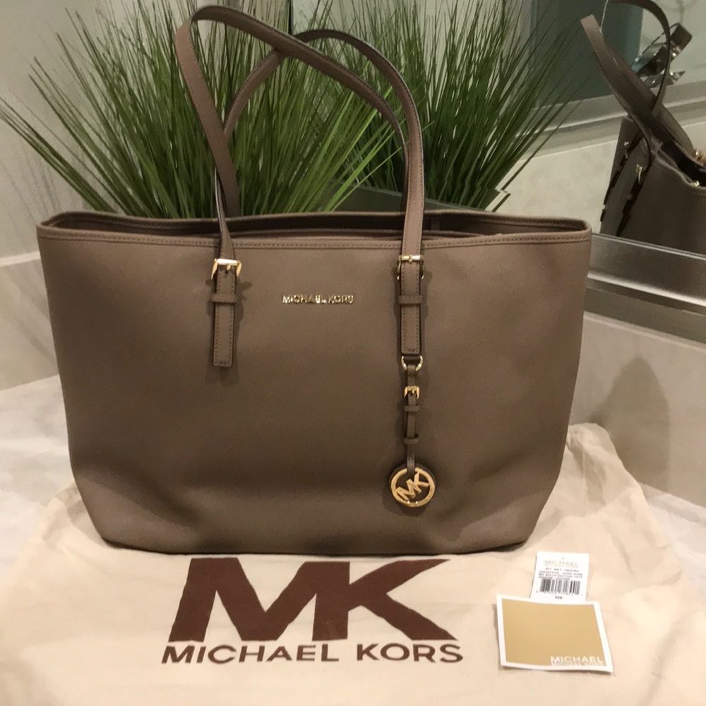 MK leather Jet Set Tote